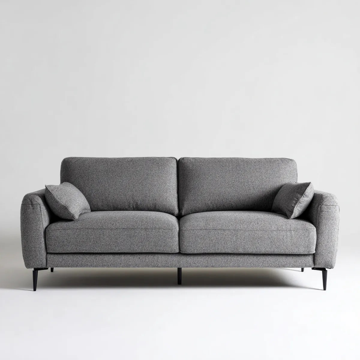 Canapé 3 places gris en polyester avec pieds en acier 210 x 88 x 85 cm