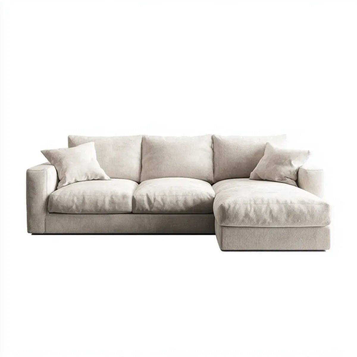 Canapé d'angle droit 4 places beige 280 x 165 cm revêtement polyester forme L