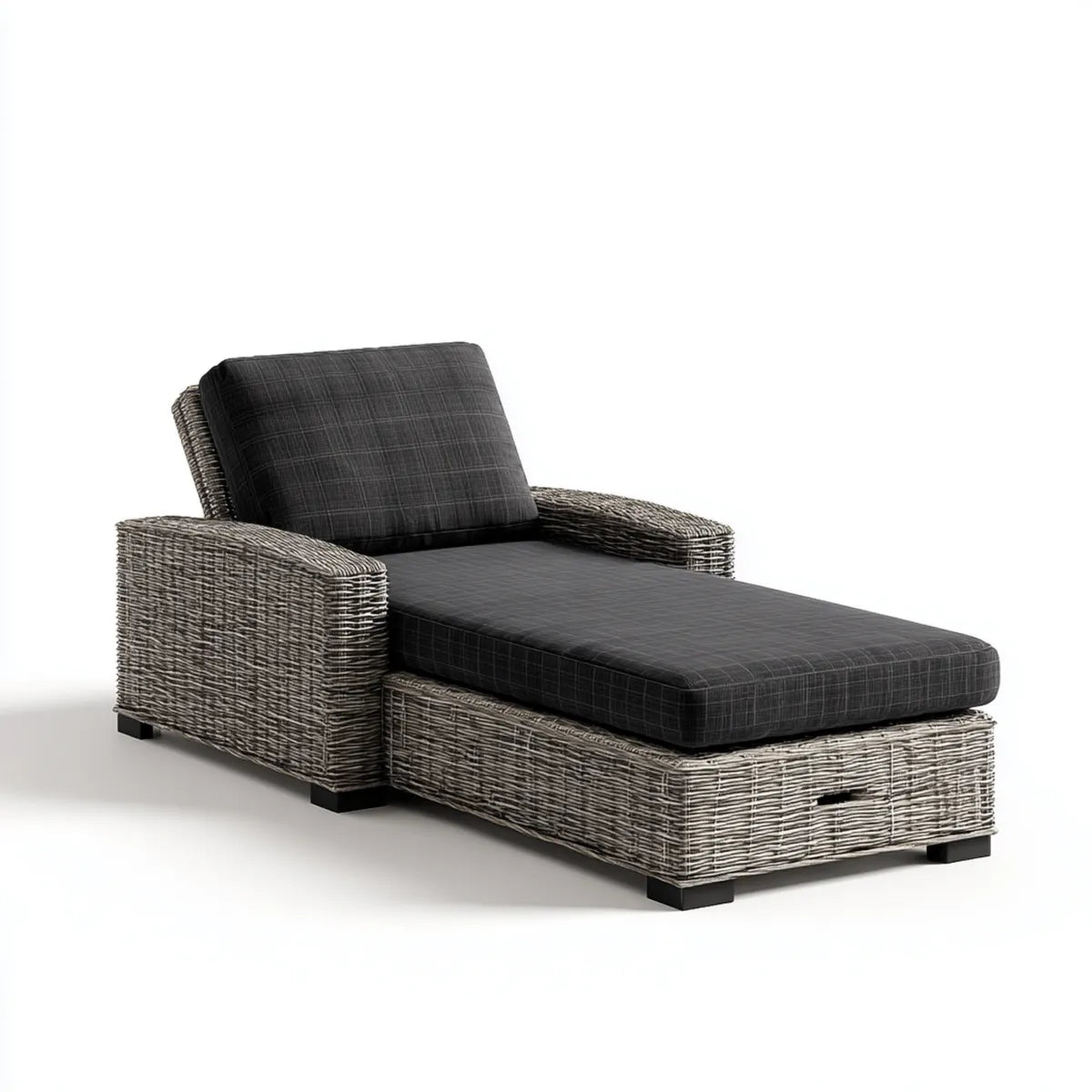 Bain de soleil extérieur gris anthracite 195 x 85 x 78 cm en résine tressée PE rectangulaire
