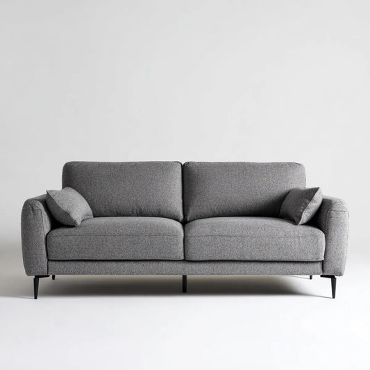 Canapé 3 places gris en polyester avec pieds en acier 210 x 88 x 85 cm