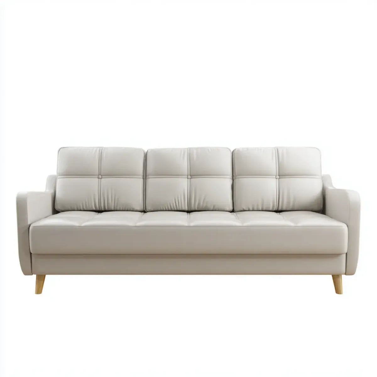 Canapé droit 3 places blanc en cuir synthétique PU 210 x 90 x 88 cm