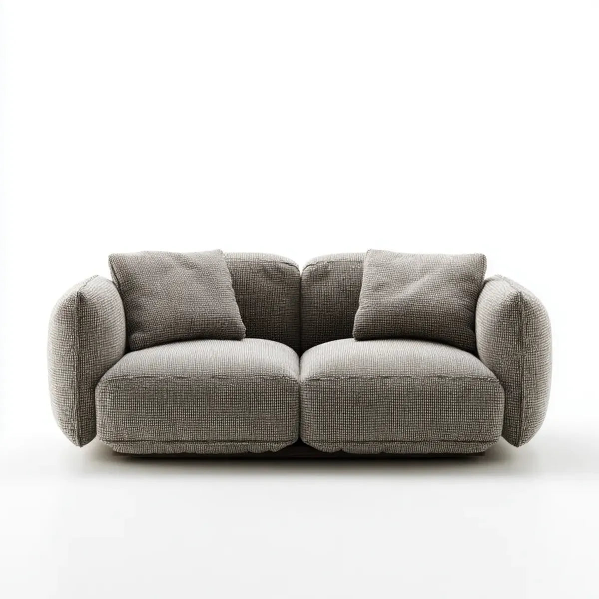 Canapé 2 places gris en polyester bouclé forme arrondie 180 x 95 x 78 cm