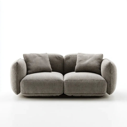 Canapé 2 places gris en polyester bouclé forme arrondie 180 x 95 x 78 cm