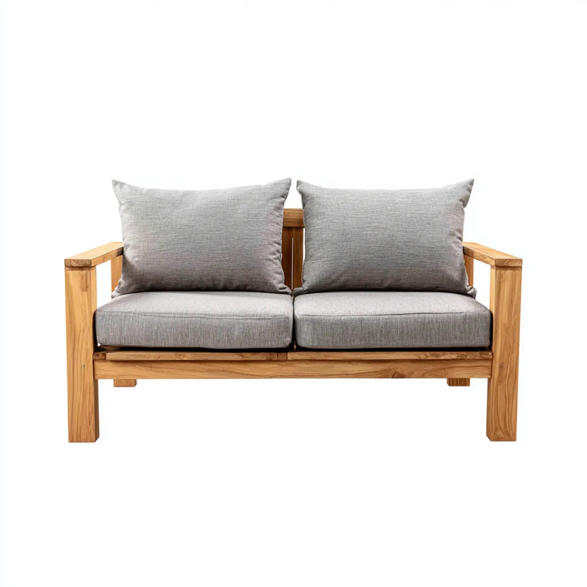 Canapé de jardin 2 places gris naturel en bois d'acacia massif rectangulaire 126 x 75 x 78 cm