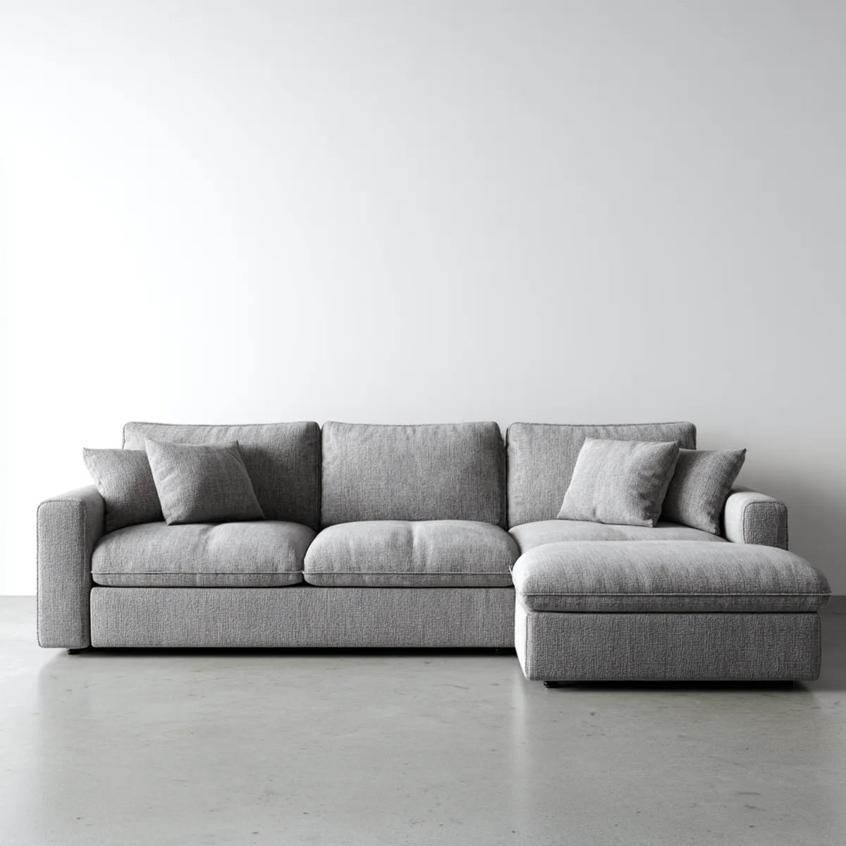 Canapé d'angle droit 4 places gris en polyester 285 x 165 x 85 cm